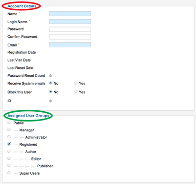 Joomla K2 assigned user groups