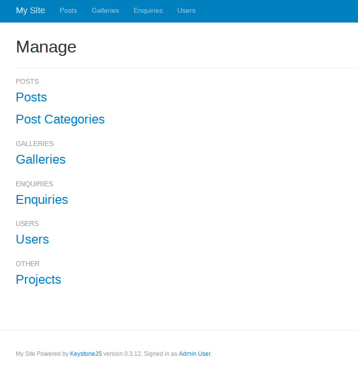 Keystone Admin - Node CMS Comparison